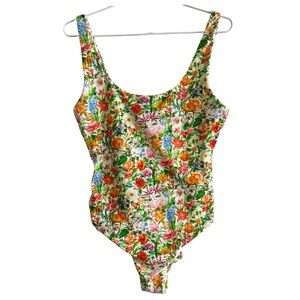 Onia Rachel Floral Scoop One-Piece in Lily White Size Large